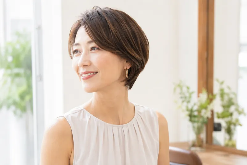 40代の日本人の女性のショートボブ