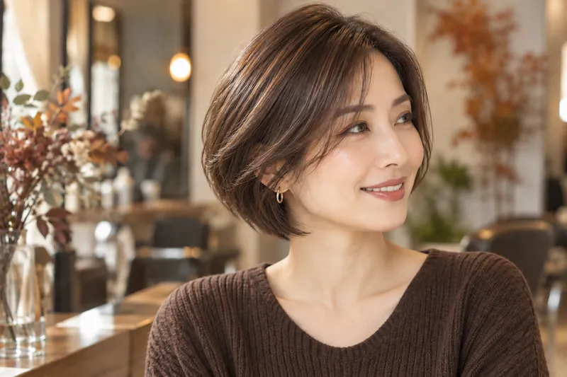 秋のヘアカラーの女性